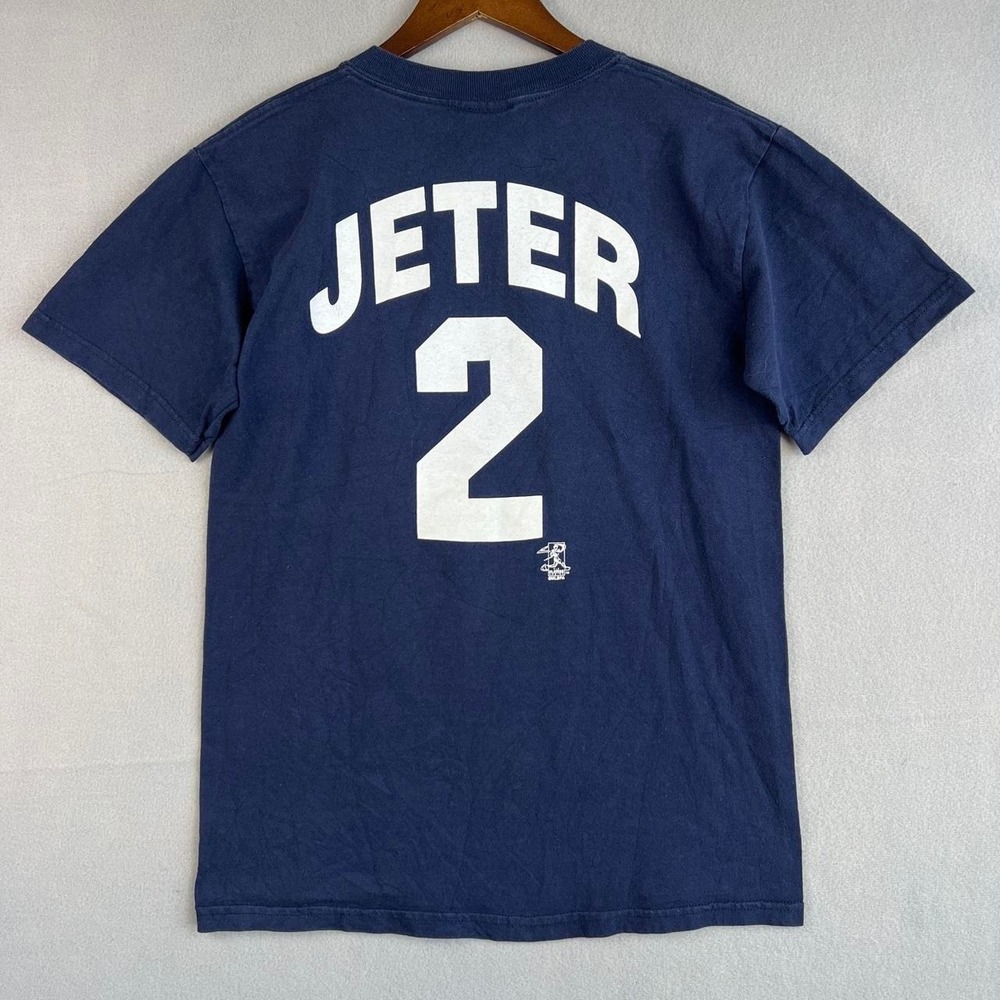 Vintage Derek Jeter 2 New York Yankees MLB Baseball Jersey Style Tee Shirt S
